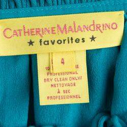 Catherine Malandrino Jade Green Cut Work Detailed Silk Blouse S