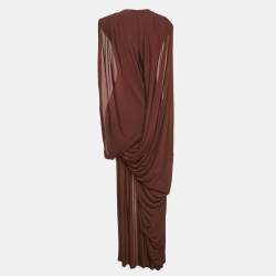 مملوكة مسبقًا C.dam Black/Brown Jersey Draped Maxi Dress S 