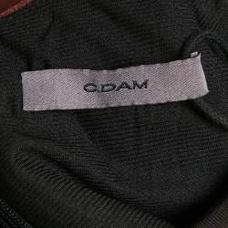 مملوكة مسبقًا C.dam Black/Brown Jersey Draped Maxi Dress S 