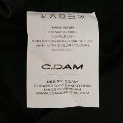 مملوكة مسبقًا C.dam Black/Brown Jersey Draped Maxi Dress S 