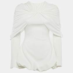 Pre Owned فستان قصير سي دوت دام جيبونة فقاعية منتفخة جيرسيه أبيض مقاس صغير (إكس سمول)