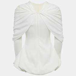 Pre Owned فستان قصير سي دوت دام جيبونة فقاعية منتفخة جيرسيه أبيض مقاس صغير (إكس سمول)