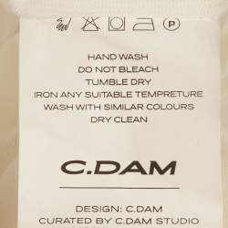 Pre Owned فستان قصير سي دوت دام جيبونة فقاعية منتفخة جيرسيه أبيض مقاس صغير (إكس سمول)