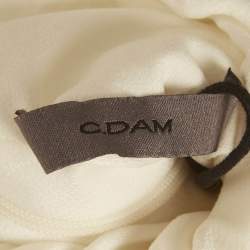 Pre Owned C.Dam White Jersey Draped Ruched Maxi Dress XS