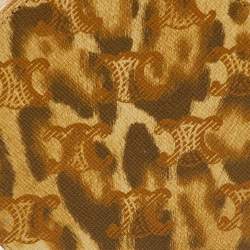 Pre Owned Celine Beige/Brown Animal Print Saffiano Leather Round Zip Around Pouch