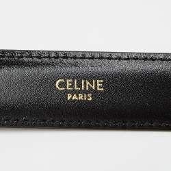 Celine Black Leather Triomphe Buckle Belt 80CM