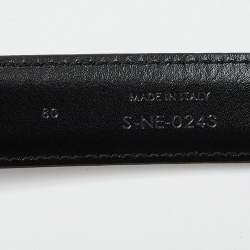Celine Black Leather Triomphe Buckle Belt 80CM