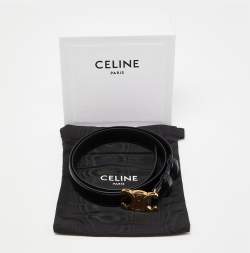 Celine Black Leather Triomphe Buckle Belt 80CM