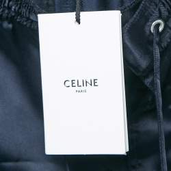Pre Owned Celine Navy Blue Satin Applique Detail Track Pants M