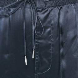 Pre Owned Celine Navy Blue Satin Applique Detail Track Pants M