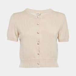 Pre Owned Celine Light Pink Cashmere Buttoned Top M