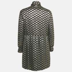 Celine Black Macadam Pattern Lurex Brocade Mini Dress S