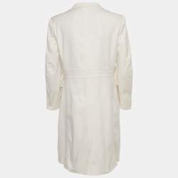 Pre Owned Celine White Cotton Button Front Coat L