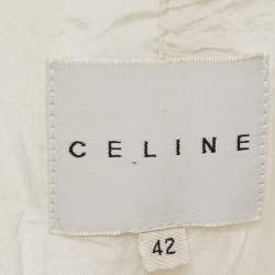 Pre Owned Celine White Cotton Button Front Coat L