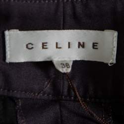Celine Brown Wool Wide Leg Trousers S