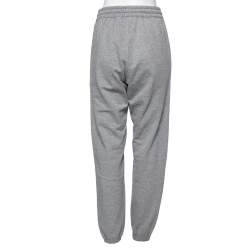 Pre Owned Celine Grey Cotton Logo Printed Sweatpants S