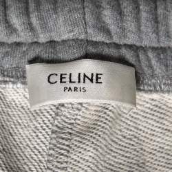Pre Owned Celine Grey Cotton Logo Printed Sweatpants S