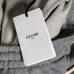 Pre Owned Celine Grey Cotton Logo Printed Sweatpants S