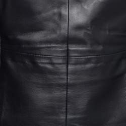Pre Owned Celine Black Lambskin Leather Long Sleeve Peplum Top S