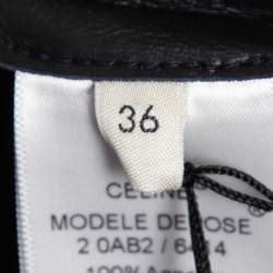 Pre Owned Celine Black Lambskin Leather Long Sleeve Peplum Top S