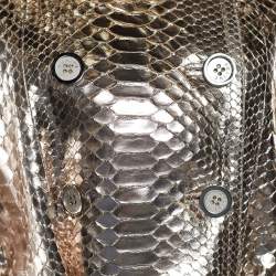 Celine Metallic Rose Gold Python Belted Knee Length Coat L