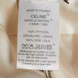 Celine Metallic Rose Gold Python Belted Knee Length Coat L