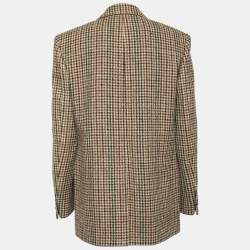 Celine Brown Houndstooth Patterned Wool Blazer M