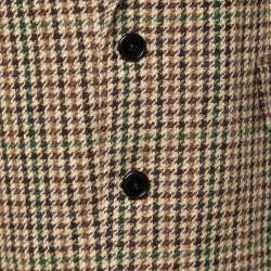 Celine Brown Houndstooth Patterned Wool Blazer M