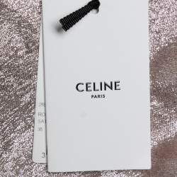Pre Owned Celine Light Pink Lame One-Shoulder Draped Midi Dress S
