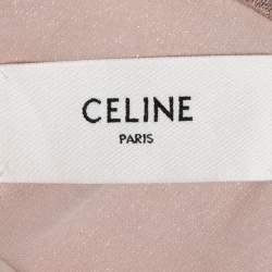 Pre Owned Celine Light Pink Lame One-Shoulder Draped Midi Dress S