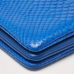 Pre Owned Celine Blue Python and Leather Small Trio Zip Crossbody Bag