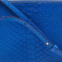 Pre Owned Celine Blue Python and Leather Small Trio Zip Crossbody Bag