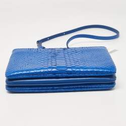 Pre Owned Celine Blue Python and Leather Small Trio Zip Crossbody Bag