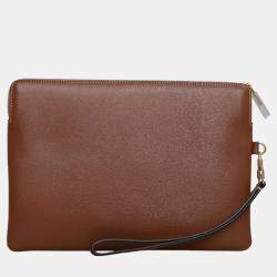 Celine Brown Leather Triomphe Clutch Bag