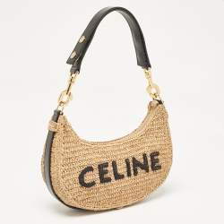 Celine Beige/Black Raffia Ava Hobo