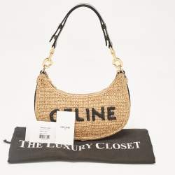 Celine Beige/Black Raffia Ava Hobo