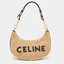Celine Beige/Black Raffia Ava Hobo