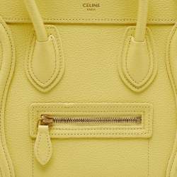 Pre Owned Celine Yellow Leather Nano Luggage Tote