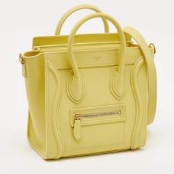 Pre Owned Celine Yellow Leather Nano Luggage Tote
