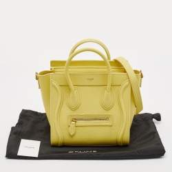 Pre Owned Celine Yellow Leather Nano Luggage Tote