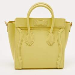 Pre Owned Celine Yellow Leather Nano Luggage Tote