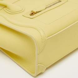 Pre Owned Celine Yellow Leather Nano Luggage Tote