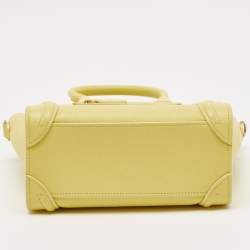 Pre Owned Celine Yellow Leather Nano Luggage Tote