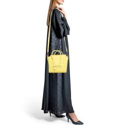 Pre Owned Celine Yellow Leather Nano Luggage Tote
