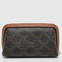 Celine Tan Triomphe Coated Canvas Mini Cosmetic Pouch