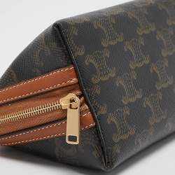 Celine Tan Triomphe Coated Canvas Mini Cosmetic Pouch