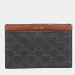 Celine Brown Macadam Coated Canvas and Leather Card Holder