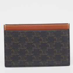 Celine Brown Macadam Coated Canvas and Leather Card Holder
