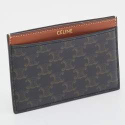 Celine Brown Macadam Coated Canvas and Leather Card Holder
