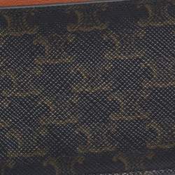 Celine Brown Macadam Coated Canvas and Leather Card Holder
